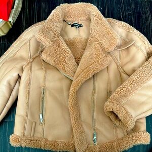 Faux leather shearling Jacket - Tan